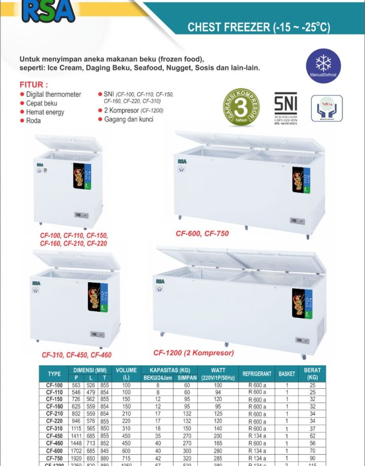 RSA Chest Freezer – Denpasar Electronic